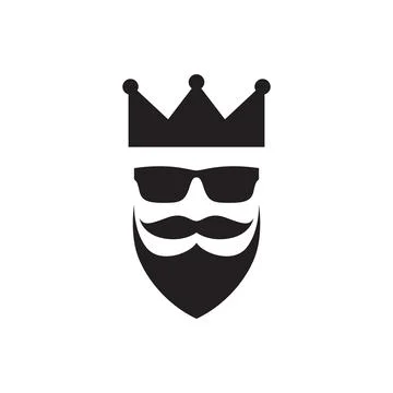 Cool face man with beard and crown logo design vector graphic symbol icon i.. Stock Illustration