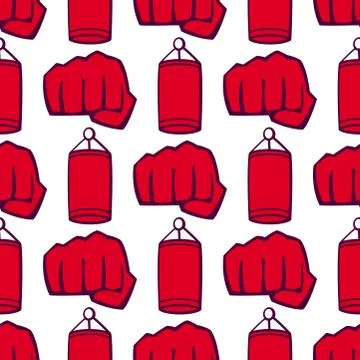Cool fighting club seamless pattern background martial training champion graphic Stock Illustration