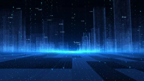 Cool future science and technology holographic smart city high-rise building Stock Footage