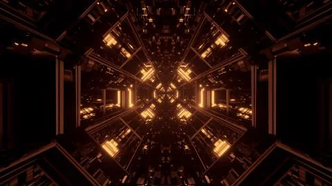 Cool futuristic sci-fi techno yellow lights- background Stock Illustration
