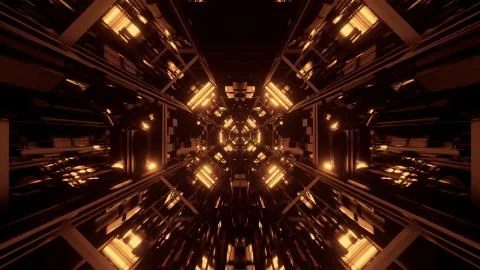 Cool futuristic sci-fi techno yellow lights- background Stock Illustration