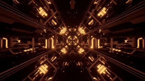 Cool futuristic sci-fi techno yellow lights- background Illustrazione stock