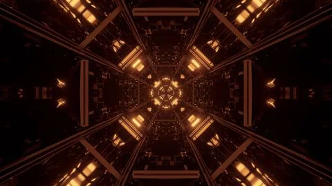 Cool futuristic sci-fi techno yellow lights- background Illustrazione stock