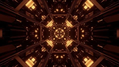 Cool futuristic sci-fi techno yellow lights- background Illustrazione stock