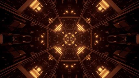 Cool futuristic sci-fi techno yellow lights- background Stock Illustration