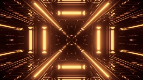 Cool futuristic sci-fi techno yellow lights- background Stock Illustration