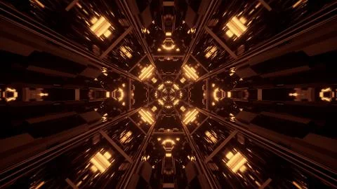 Cool futuristic sci-fi techno yellow lights- background Stock Illustration