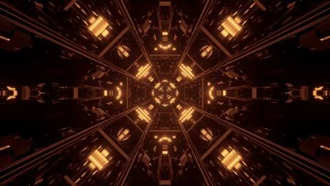 Cool futuristic sci-fi techno yellow lights- background Stock Illustration
