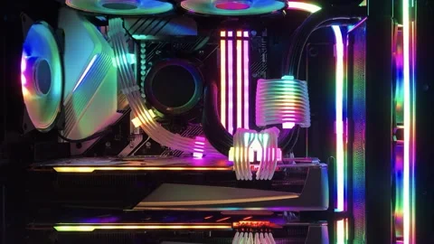 Cool Gamer Desktop PC Build with RGB Lighting and Modern Design Stockbeeldmateriaal 301712875