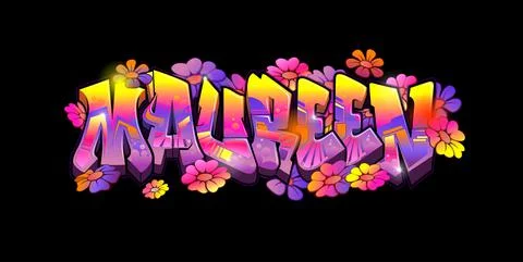 A Cool Genuine Wildstyle Graffiti Name Design - Maureen Stock Illustration