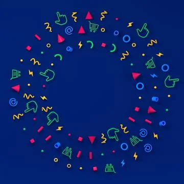 Cool geometric circular pattern for your design. 3d render pattern geometric Stock Illustration