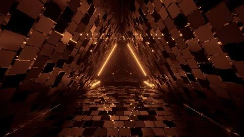 A cool geometric triangular figure in a neon laser light - great for backgrou Stock Illustration