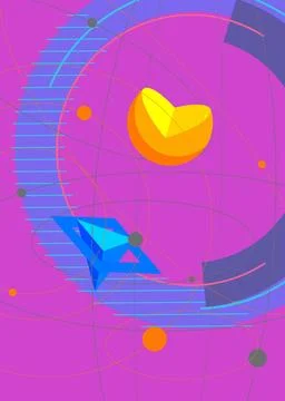 Cool geometrical graphic retro theme cover. Minimal geometric elements post.. 库存插图