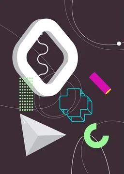 Cool geometrical graphic retro theme cover. Minimal geometric elements post.. イラスト素材