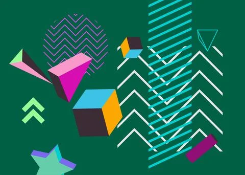 Cool geometrical graphic retro theme cover. Minimal geometric elements post.. イラスト素材