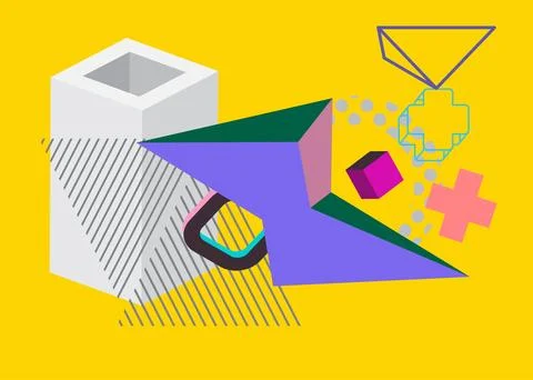 Cool geometrical graphic retro theme cover. Minimal geometric elements post.. イラスト素材