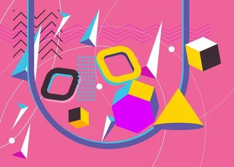 Cool geometrical graphic retro theme cover. Minimal geometric elements post.. 스톡 일러스트