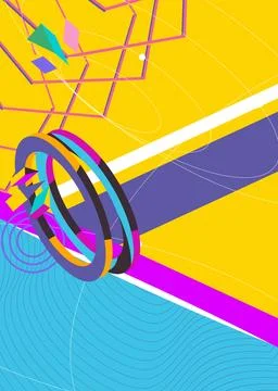 Cool geometrical graphic retro theme cover. Minimal geometric elements post.. 스톡 일러스트
