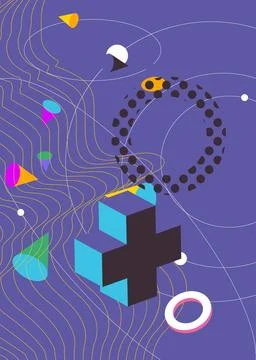 Cool geometrical graphic retro theme cover. Minimal geometric elements post.. 스톡 일러스트