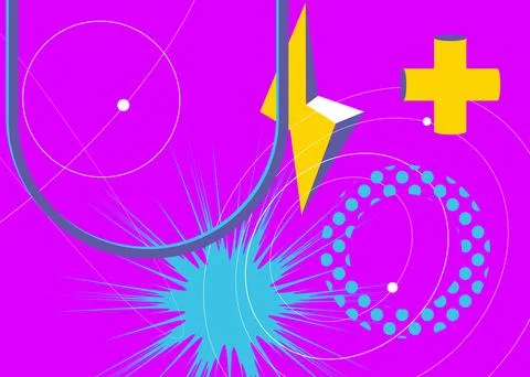 Cool geometrical graphic retro theme cover. Minimal geometric elements post.. 스톡 일러스트
