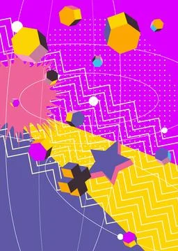 Cool geometrical graphic retro theme cover. Minimal geometric elements post.. 스톡 일러스트