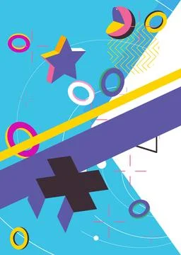 Cool geometrical graphic retro theme cover. Minimal geometric elements post.. 스톡 일러스트