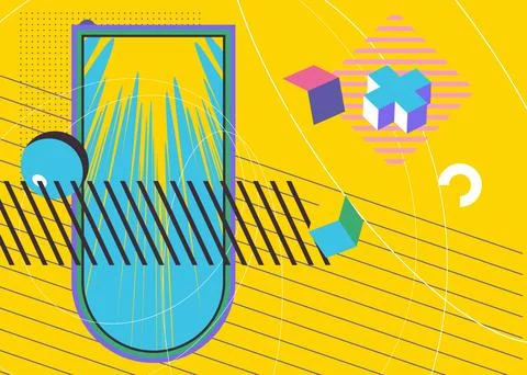 Cool geometrical graphic retro theme cover. Minimal geometric elements post.. 스톡 일러스트