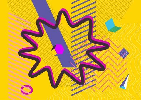 Cool geometrical graphic retro theme cover. Minimal geometric elements post.. Иллюстрация