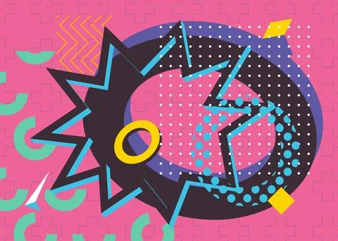 Cool geometrical graphic retro theme cover. Minimal geometric elements post.. Иллюстрация