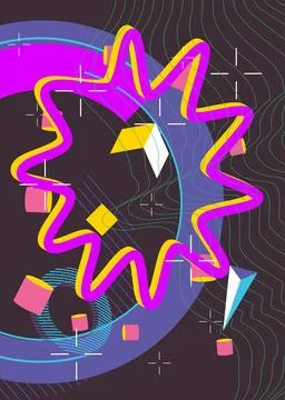 Cool geometrical graphic retro theme cover. Minimal geometric elements post.. 스톡 일러스트
