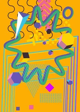 Cool geometrical graphic retro theme cover. Minimal geometric elements post.. Иллюстрация