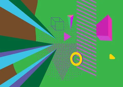 Cool geometrical graphic retro theme cover. Minimal geometric elements post.. Ilustração Stock
