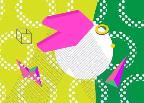 Cool geometrical graphic retro theme cover. Minimal geometric elements post.. Ilustração Stock