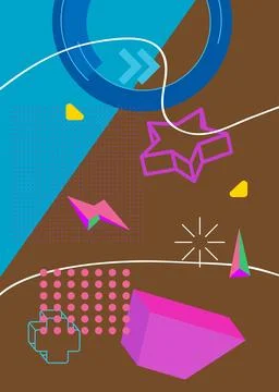 Cool geometrical graphic retro theme cover. Minimal geometric elements post.. Ilustração Stock