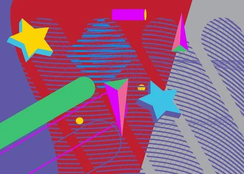Cool geometrical graphic retro theme cover. Minimal geometric elements post.. Ilustração Stock