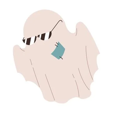 Cool ghost with a patch. Holiday character in sunglasses Stock Illustration