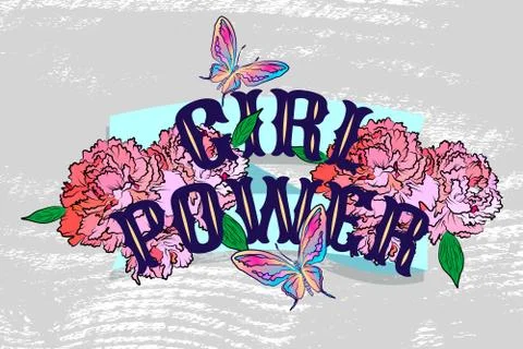 Cool girly emblem. Isolated vector template. Stock Illustration