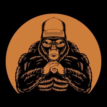 Cool gorilla retro vector illustration Stock Illustration