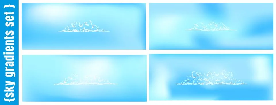 Cool gradient blue cloud background set in fresh aqua and blur tones. Cool Stock Illustration
