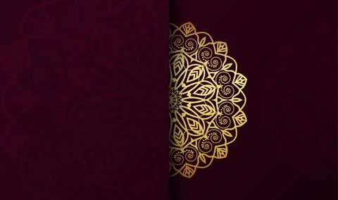 Cool gradient golden color with red color mandala creative art background Stock Illustration