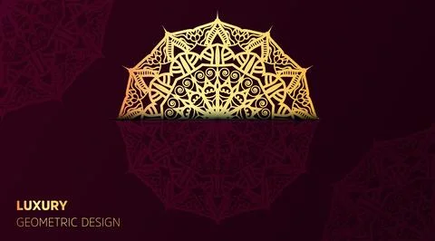 Cool gradient red color mandala art background template Stock Illustration