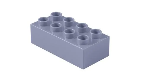 Cool Gray Plastic Lego Block Isolated on a White Background. Stock Illustration