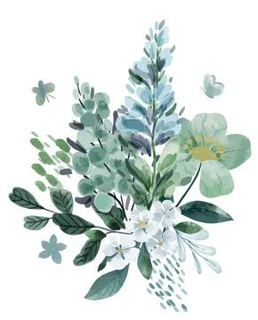 Cool green floral easter composition with eggs Stock Illustration