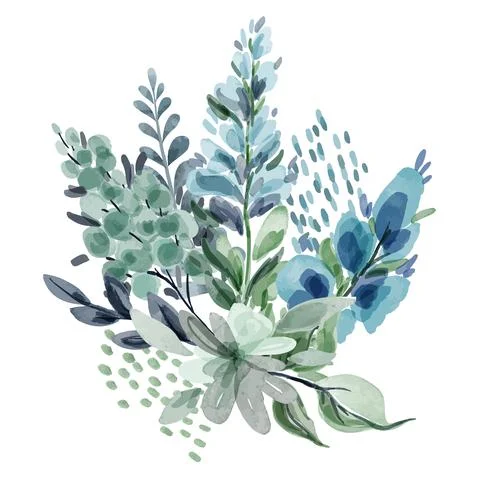 Cool green floral easter composition with eggs Stock Illustration