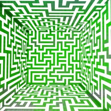 Cool green three dimensional maze box illustration Stock Illustration