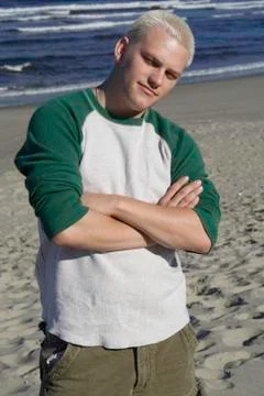 Cool guy on the beach Foto stock