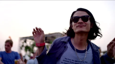 Cool guy dances at concert Stock Footage 63083042