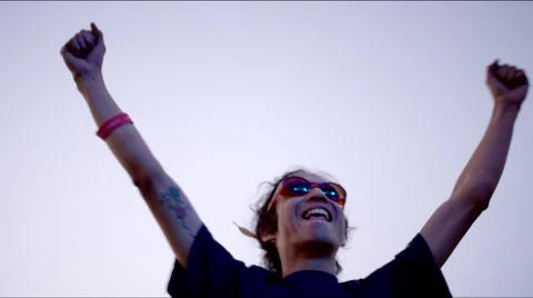 Cool guy dances at concert Stock Footage 63083295