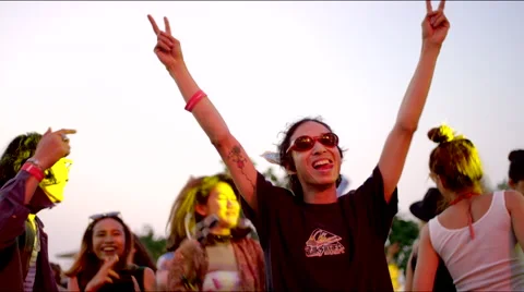 Cool guy dances at concert Stock Footage 63083688