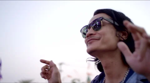 Cool guy dances at concert Stock Footage 63084504